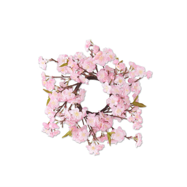 14' Soft Pink Cherry Blossom Candle Ring Wreath